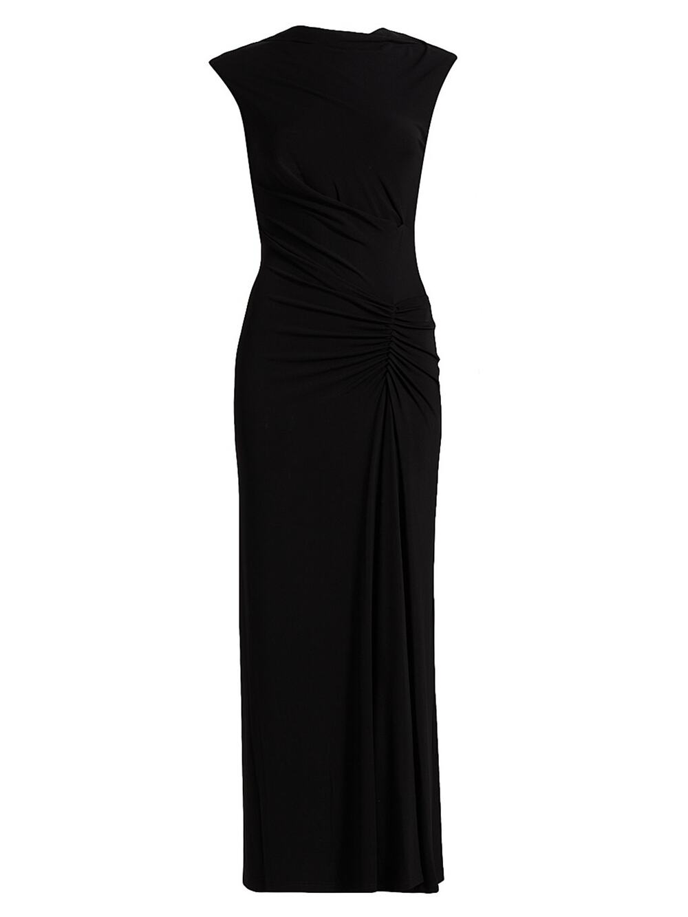 Classic Black Maxi Dress with Side Ruched Detail